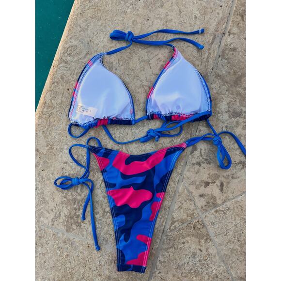 Camouflage Triangle Top Side Tie High Waist String Bikini Small - Picture 4 of 6